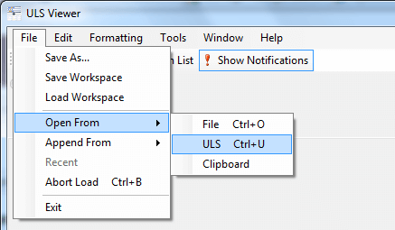 Microsoft ULSViewer File Options