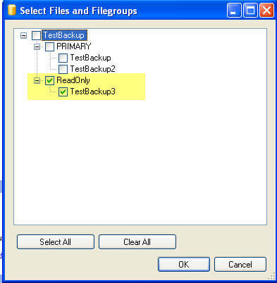 select filegroup to backup