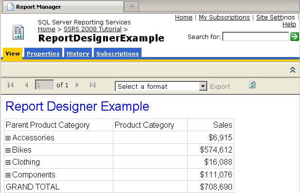 eport designer sample report