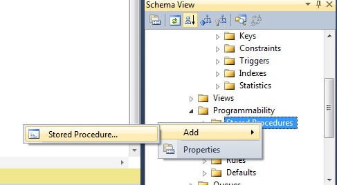 right click on Stored Procedures under Programmability and choose Stored Procedure... 