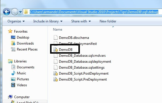 This script was executed against our SQL Server instance by Visual Studio.
