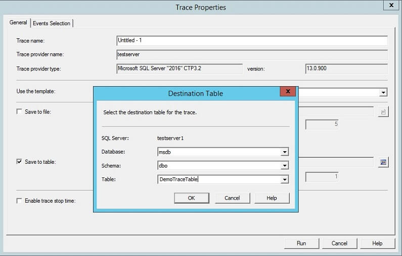 SQL Profiler - Save Trace Table During Configuration