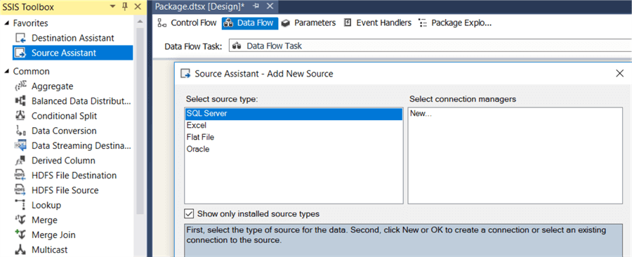 SSIS Source Assistant - Add New Source