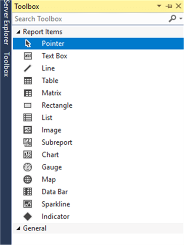 report items - Description: report items toolbox