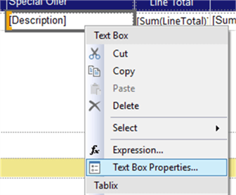 textbox properties - Description: textbox properties