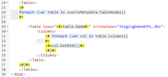 create tables and columns