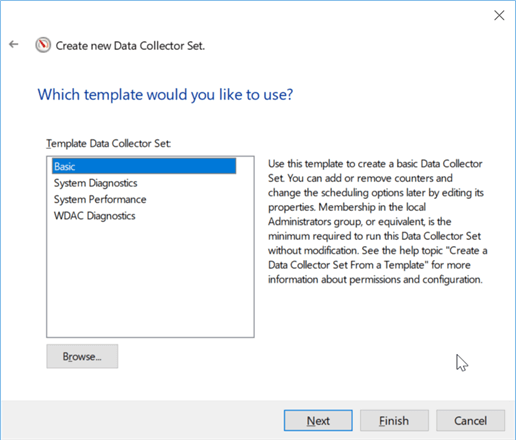 create new data collector set