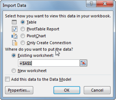 query sql server with excel