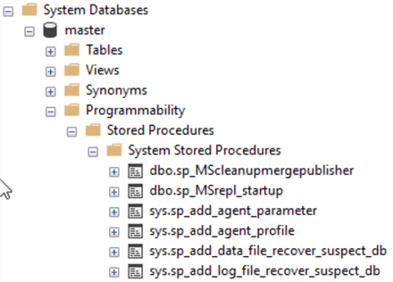 object explorer system stored procedures