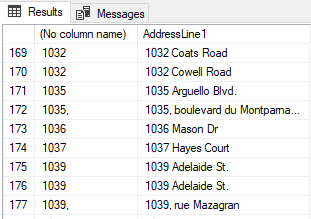 left query results