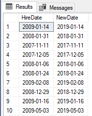 dateadd with tables
