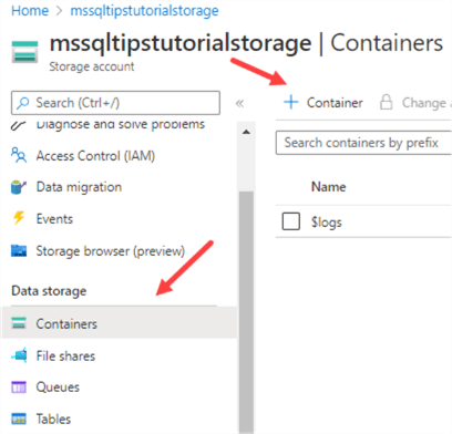 create new container in blob
