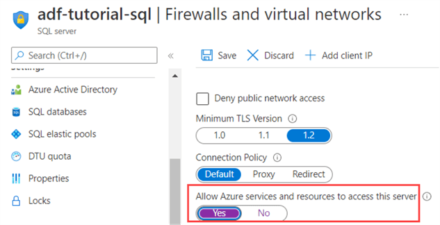 allow azure services in firewall