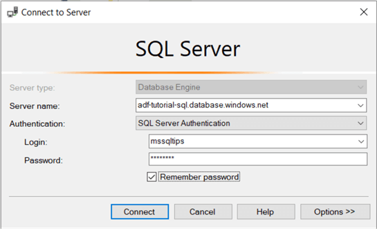 connect to azure sql
