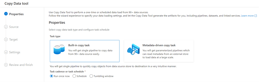 copy data tool first step