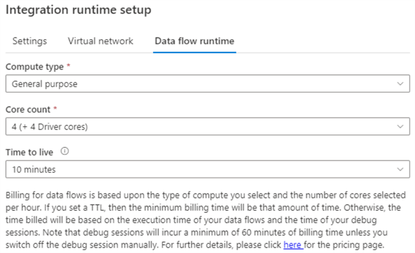 configure data flow runtime