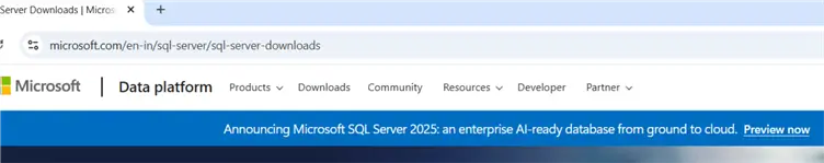 SQL Server 2025 Preview banner