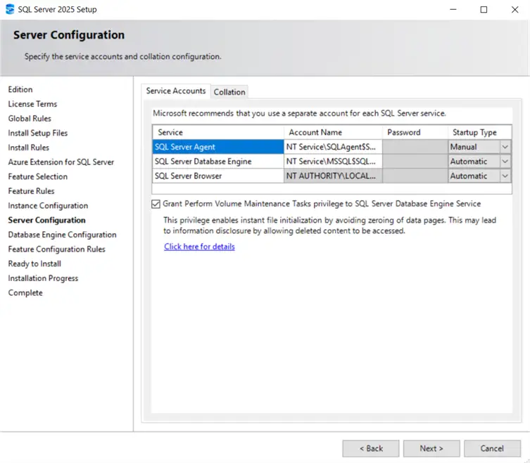 Server configuration