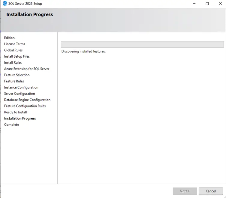 Installation progress