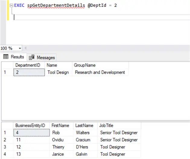 Returning Multiple Result Sets