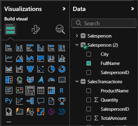 Adding data field to Slicer visual