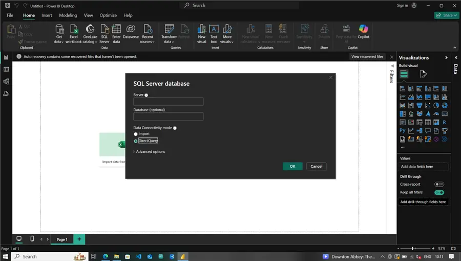 DirectQuery SQL connection