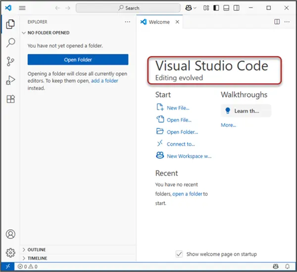 Visual Studio Code (VS Code) Opening VS Code 