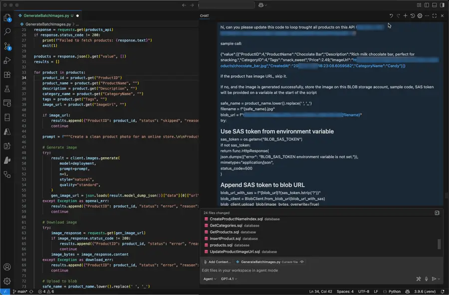 Improving the code snippet, so we can store in blob and update each image with URL