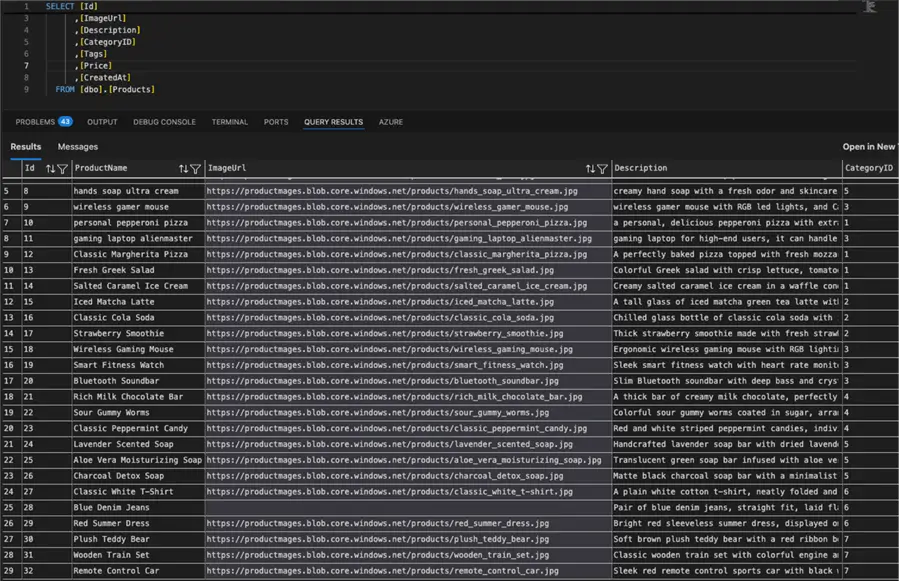 SQL table with the generated URL