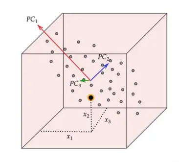 PC directions in a 3D dataset