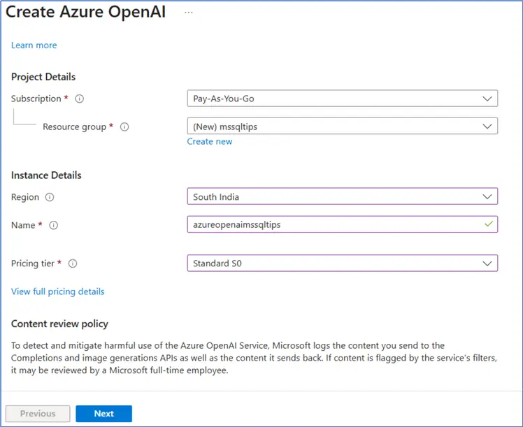 Create Azure OpenAI