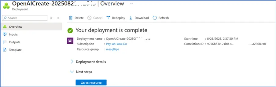 Azure OpenAI deployed