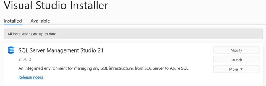 SSMS21 installed