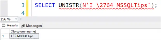 unistr example with heart emoticon