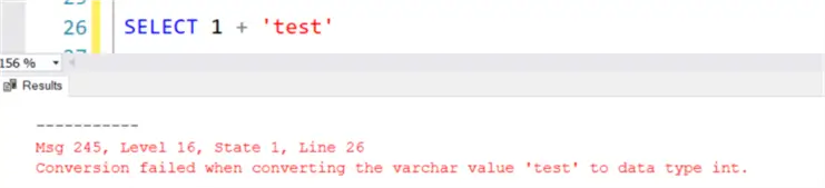 Conversion failed when converting the varchar value to data type int.