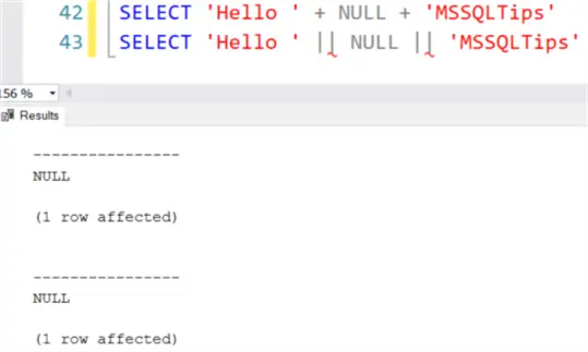 concating null yields null