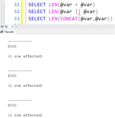 all concat options truncate above 8000