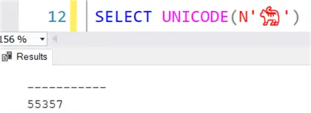 unicode only returns integer value of first nchar