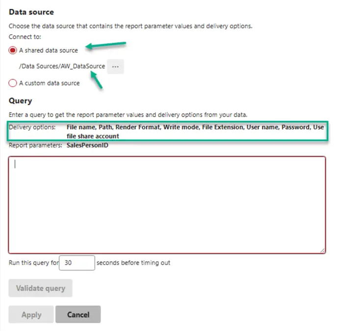 DDS Data Source configuration