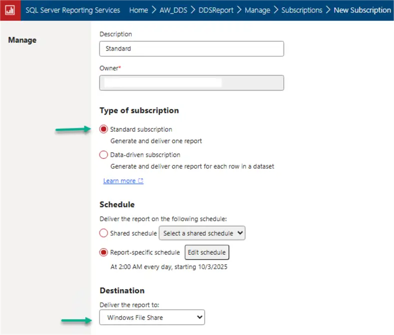 Standard Subscription properties - 1