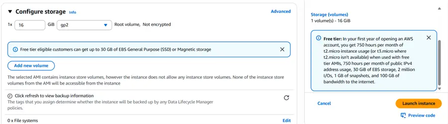configure instance type on AWS