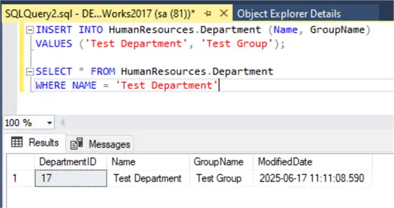 Inserting a data record