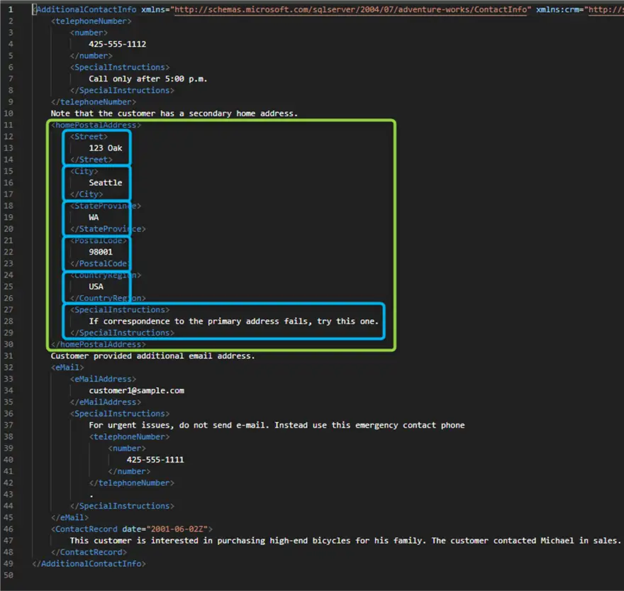 xml column expanded