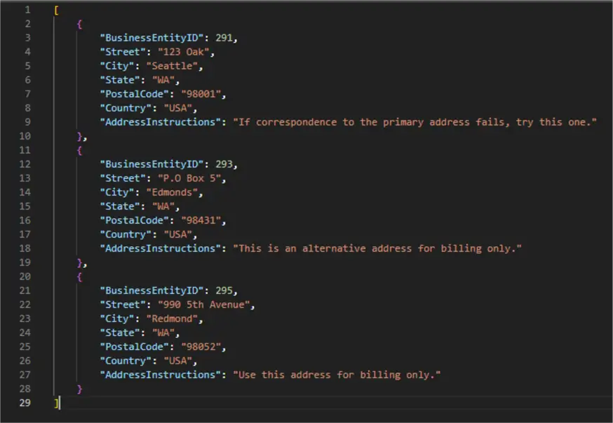 json result set