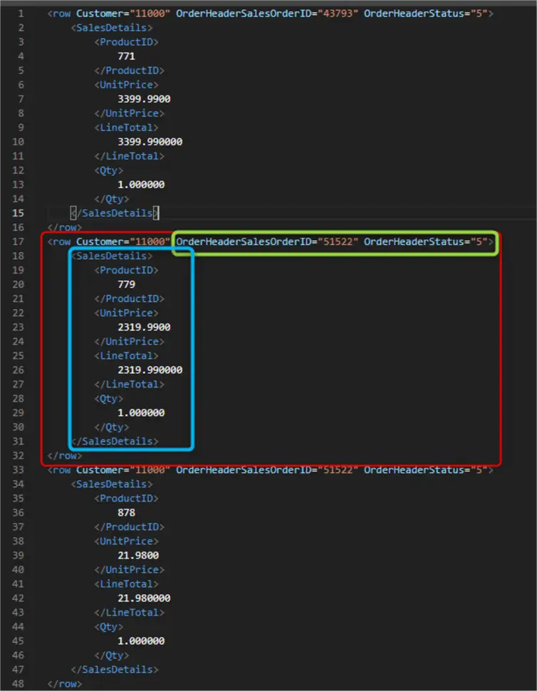 for xml path modified result set