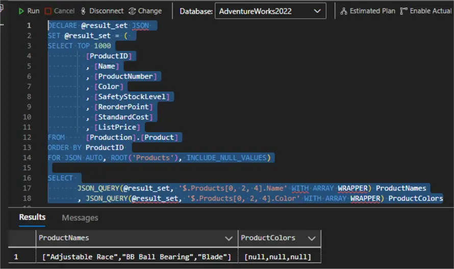 query json using json_query