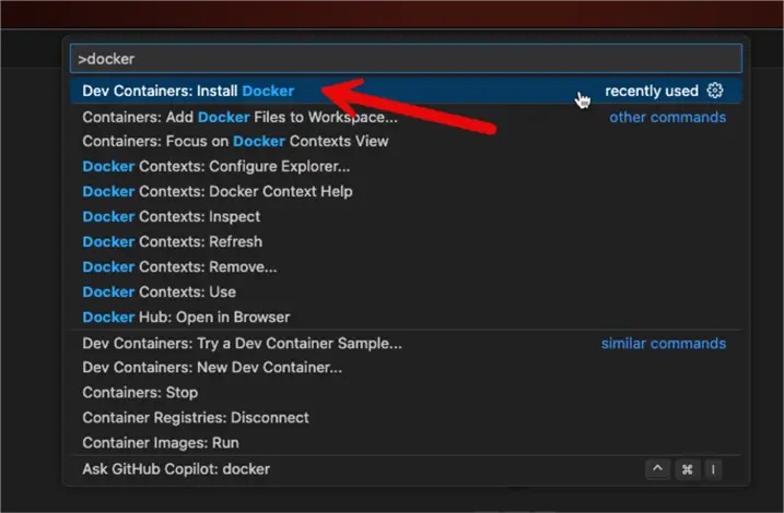 dev container extension option to install docker