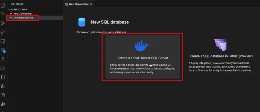 Create a Local docker sql server