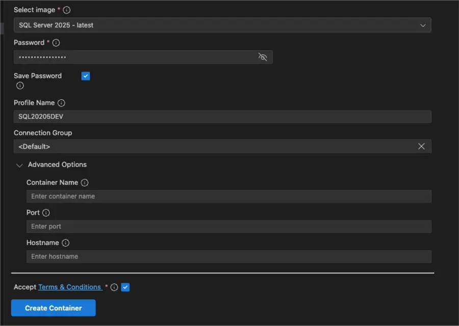 Change the advanced options if needed
