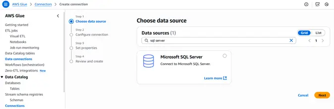 selecting data source